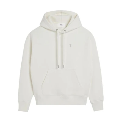 Ami Paris AMIPARIS FW23 Love Heart Cotton Hoodie Unisex Loose Fit Off-White. SPUSW217740-150