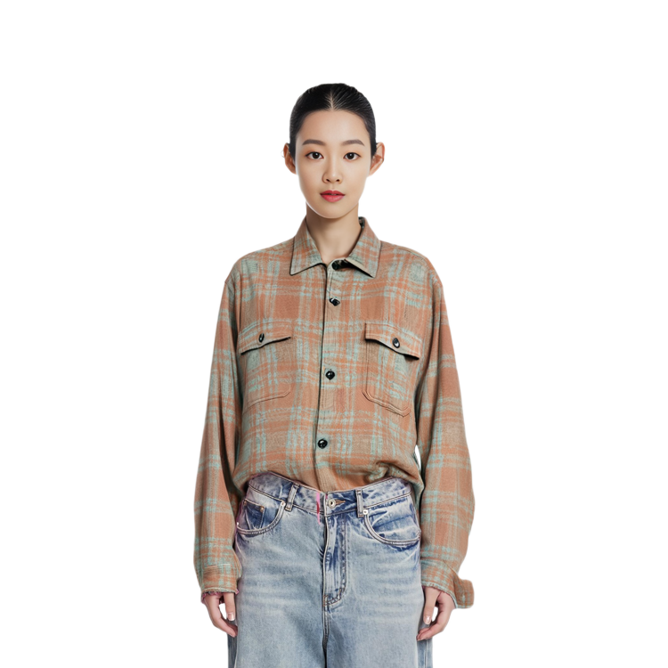 Ami Paris AMIPARIS FW23 Pink Oversized Wool Checked Pocket Shirt Unisex Designer Style. UJK226WV0014665 圖 6