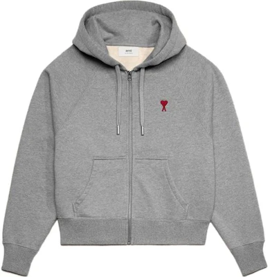 Ami Paris AMIPARIS FW23 Small Heart Cotton Hoodie Zip Jacket Unisex Smoke Grey USW4157472-055 Order Ami Paris AMIPARIS FW23 Small Heart Cotton Hoodie Zip Jacket Unisex Smoke Grey USW4157472-055