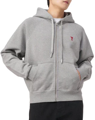 Ami Paris AMIPARIS FW23 Small Heart Cotton Hoodie Zip Jacket Unisex Smoke Grey USW4157472-055 Purchase Ami Paris AMIPARIS FW23 Small Heart Cotton Hoodie Zip Jacket Unisex Smoke Grey USW4157472-055