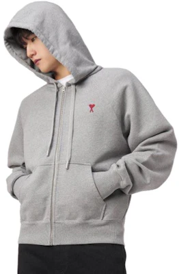 Ami Paris AMIPARIS FW23 Small Heart Cotton Hoodie Zip Jacket Unisex Smoke Grey USW4157472-055 Details for Ami Paris AMIPARIS FW23 Small Heart Cotton Hoodie Zip Jacket Unisex Smoke Grey USW4157472-055