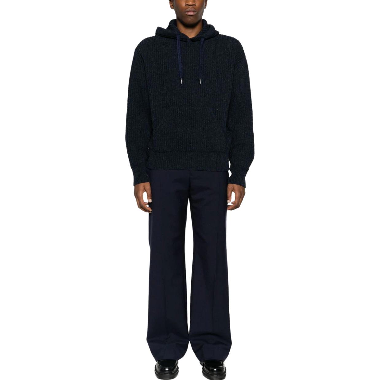 Ami Paris AMIPARIS FW23 Solid Color Hoodie Pullover Knit Sweater Men Blue HKS814KN0019-430 圖 3