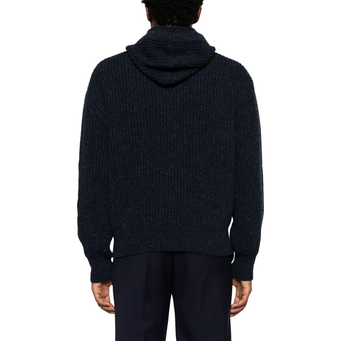 Ami Paris AMIPARIS FW23 Solid Color Hoodie Pullover Knit Sweater Men Blue HKS814KN0019-430 圖 4