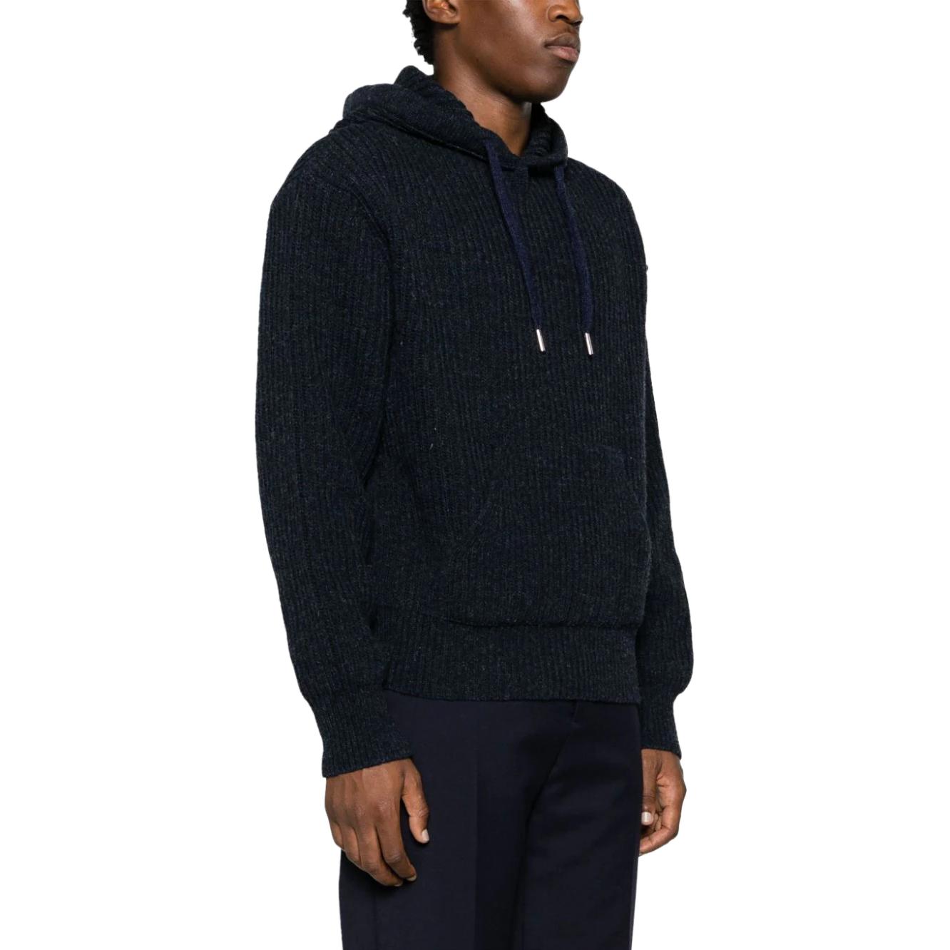 Ami Paris AMIPARIS FW23 Solid Color Hoodie Pullover Knit Sweater Men Blue HKS814KN0019-430 圖 5