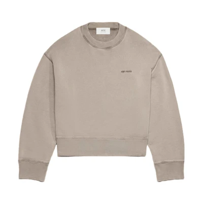 Ami Paris AMIPARIS FW23 Unisex Designer Washed Cotton Pullover Sweatshirt - Clay. USW016JE0052263