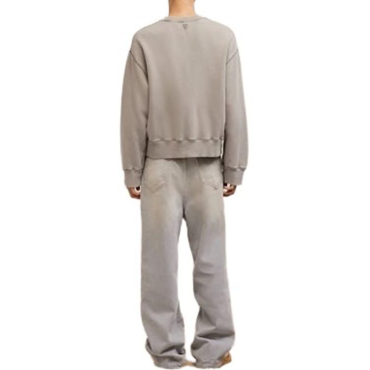 Shop 아미 파리 AMIPARIS FW23 유니섹스 디자이너 워시드 코튼 풀오버 스웨트셔츠 - 클레이. USW016JE0052263