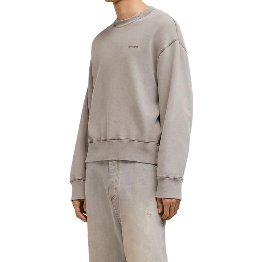 Purchase 아미 파리 AMIPARIS FW23 유니섹스 디자이너 워시드 코튼 풀오버 스웨트셔츠 - 클레이. USW016JE0052263