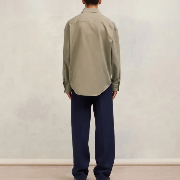 Ami Paris AMIPARIS FW23 Unisex Loose Fit Solid Button-Up Long Sleeve Shirt Gray-Brown USH140CO0056-281 圖 4
