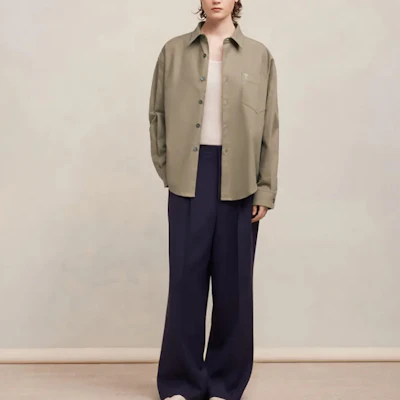 Ami Paris AMIPARIS FW23 男女宽松款纯色长袖衬衫 灰棕色 USH140CO0056-281 Details for Ami Paris AMIPARIS FW23 男女宽松款纯色长袖衬衫 灰棕色 USH140CO0056-281