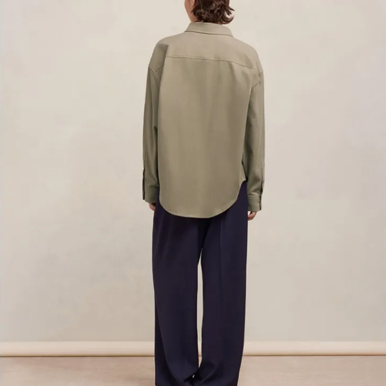 Ami Paris AMIPARIS FW23 Unisex Loose Fit Solid Button-Up Long Sleeve Shirt Gray-Brown USH140CO0056-281 圖 7