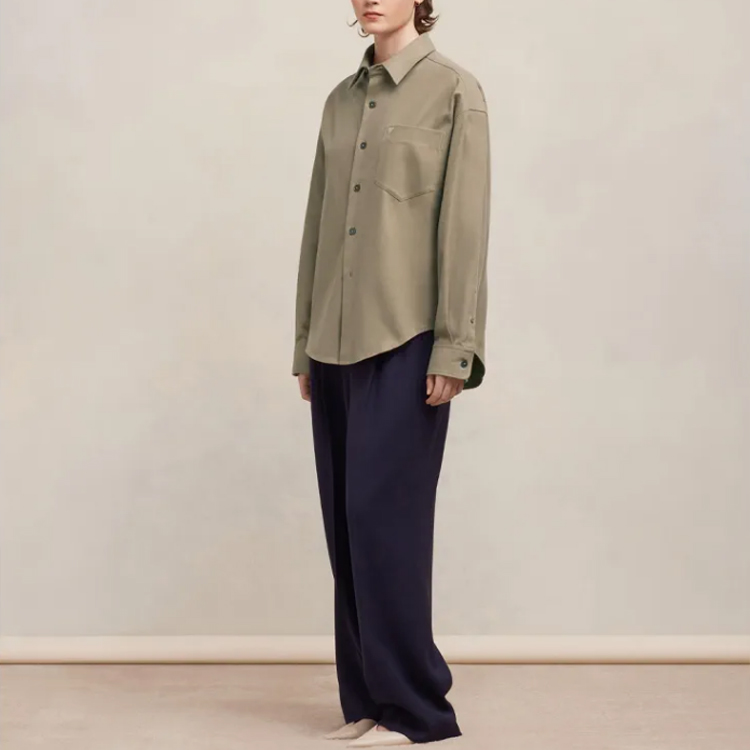 Ami Paris AMIPARIS FW23 Unisex Loose Fit Solid Button-Up Long Sleeve Shirt Gray-Brown USH140CO0056-281 圖 8