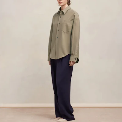 Ami Paris AMIPARIS FW23 男女宽松款纯色长袖衬衫 灰棕色 USH140CO0056-281 Cheap Ami Paris AMIPARIS FW23 男女宽松款纯色长袖衬衫 灰棕色 USH140CO0056-281