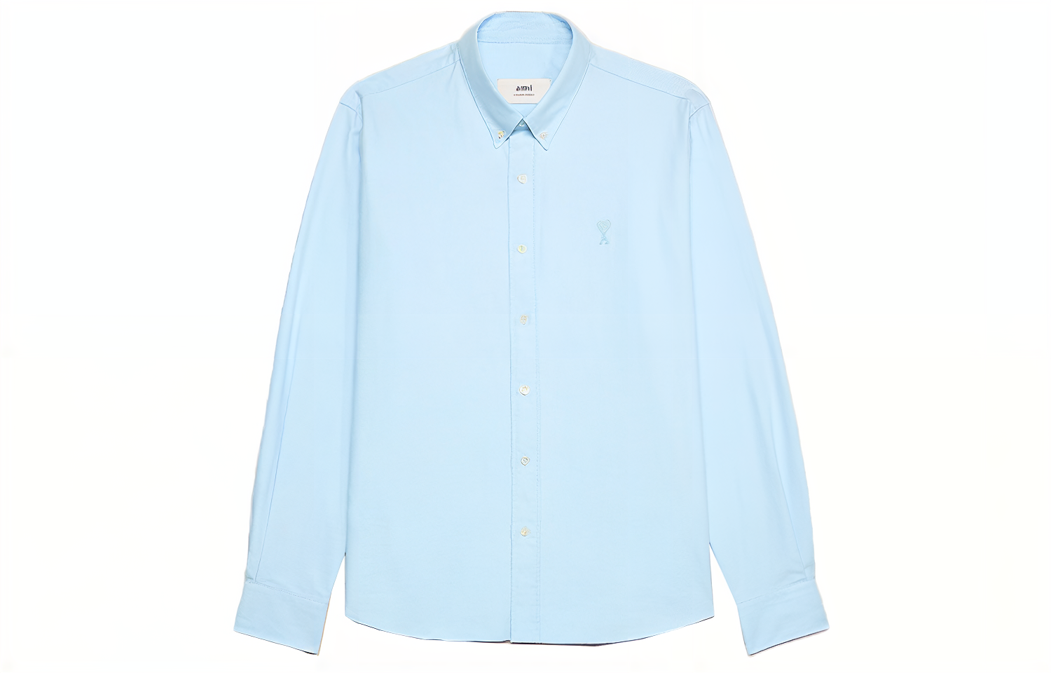 Ami Paris AMIPARIS FW23 Unisex Solid Color Embroidered Long Sleeve Shirt Blue USH160CO0031450