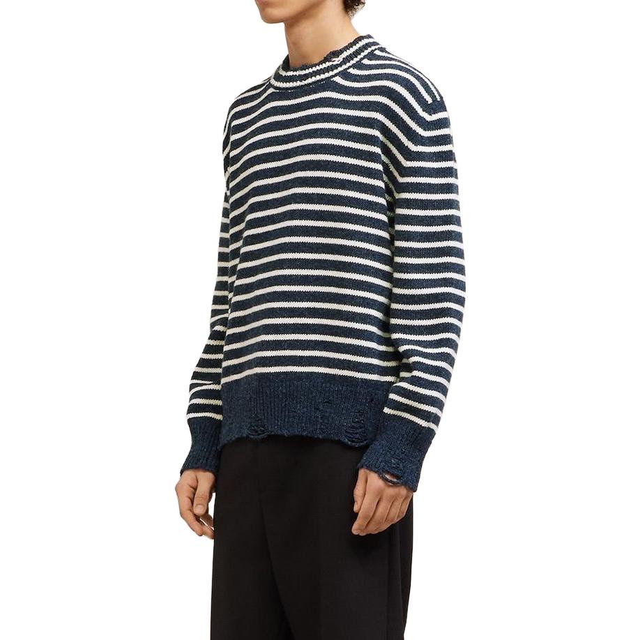 Purchase Ami Paris AMIPARIS FW23 Suéter Unisex de Lana Rayado Azul/Marfil. UKS027KN0017477