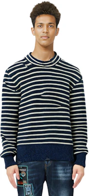 아미파리 FW23 유니섹스 울 스트라이프 크루넥 스웨터 블루/아이보리. UKS027KN0017477 Details for 아미파리 FW23 유니섹스 울 스트라이프 크루넥 스웨터 블루/아이보리. UKS027KN0017477