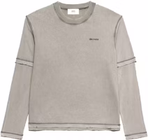 Ami Paris AMIPARIS FW23 Washed Distressed Layered Long Sleeve T-Shirt Unisex. UTS216JE0051-263 Ami Paris AMIPARIS FW23 Washed Distressed Layered Long Sleeve T-Shirt Unisex. UTS216JE0051-263