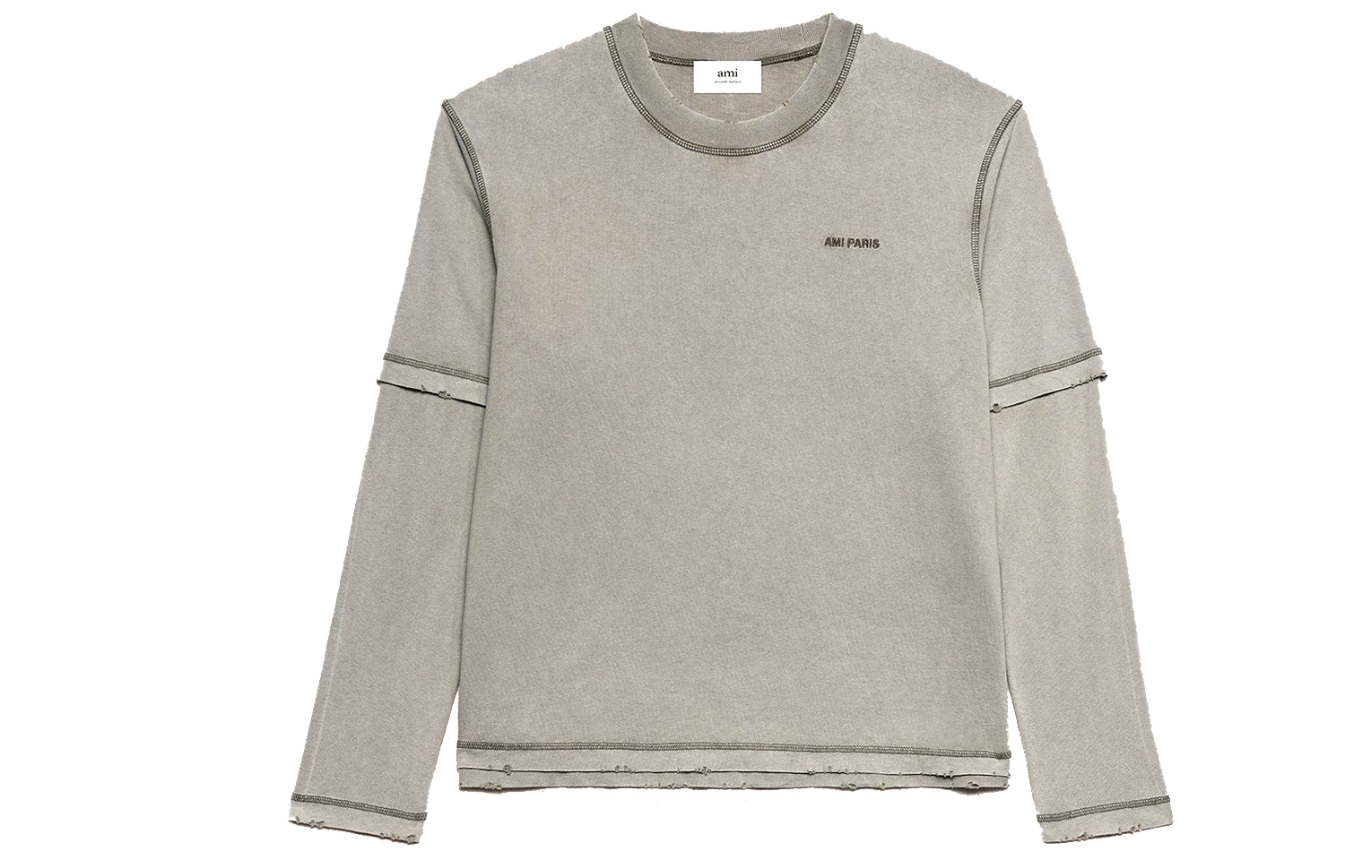 Order Ami Paris AMIPARIS FW23 仿舊破壞層次長袖T恤 男女適穿款 UTS216JE0051-263