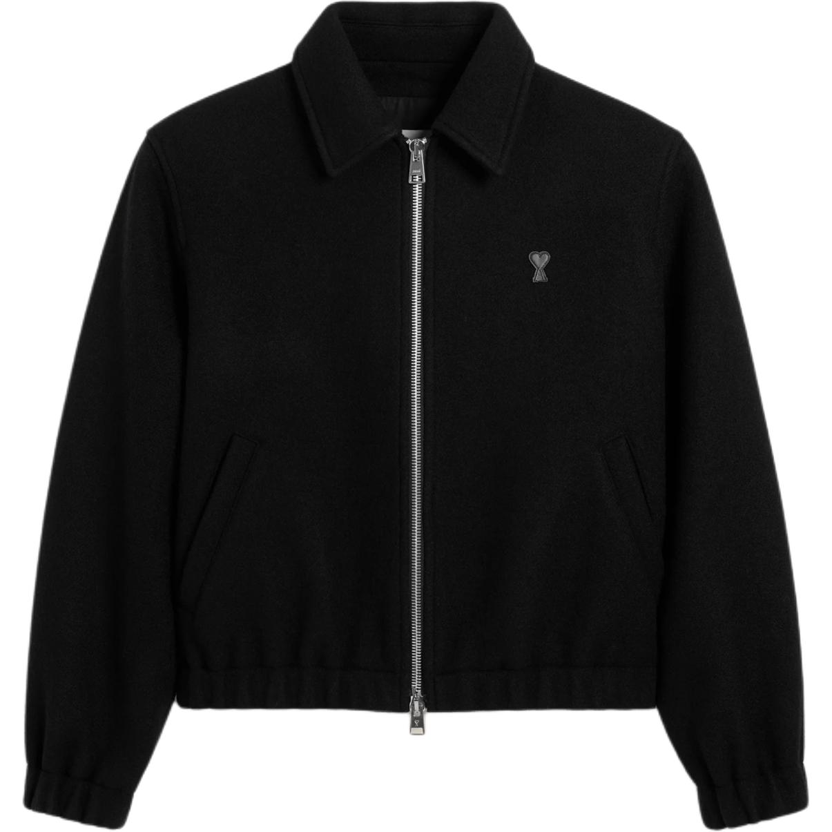 Ami Paris AMIPARIS FW24  Black Wool Jacket with Heart Embroidery. HJK033WV0049-001