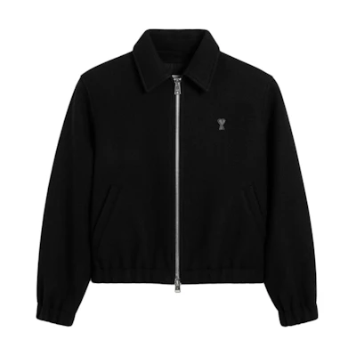 Ami Paris AMIPARIS FW24 Black Wool Jacket with Heart Embroidery. HJK033WV0049-001