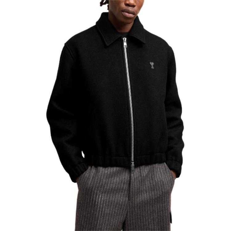 Details for Ami Paris AMIPARIS FW24 黑色羊毛外套搭配心形刺繡。 HJK033WV0049-001