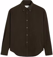 Ami Paris AMIPARIS FW24 Embroidered Heart Oversized Long Sleeve Shirt Dark Brown HSH170CO0082-221 Ami Paris AMIPARIS FW24 Embroidered Heart Oversized Long Sleeve Shirt Dark Brown HSH170CO0082-221