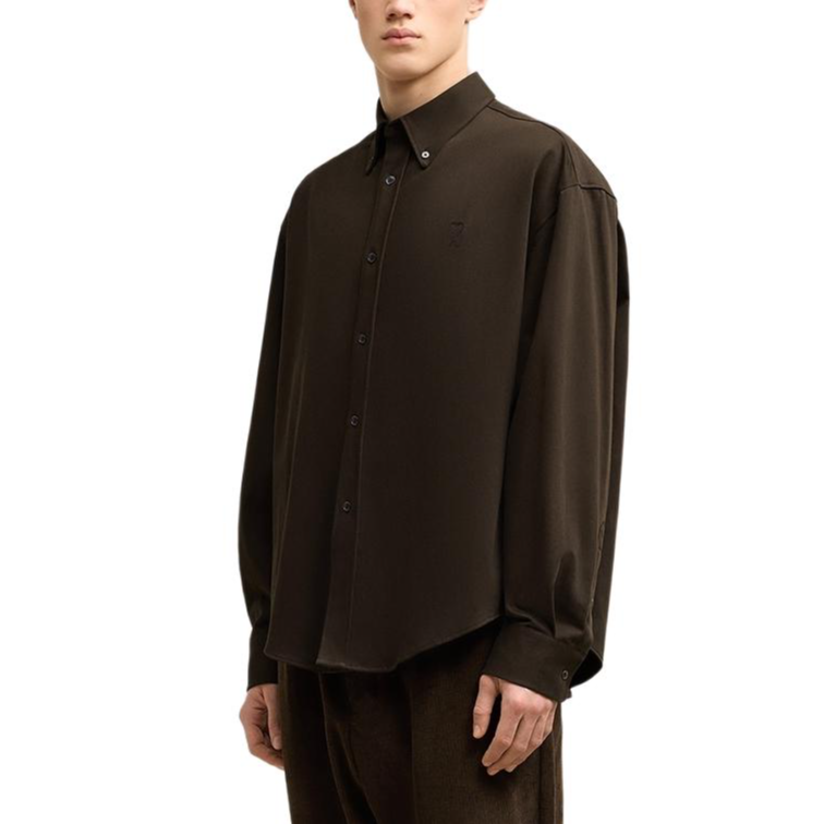 Purchase アミパリス AMIPARIS FW24 刺繍ハート オーバーサイズ長袖シャツ ダークブラウン HSH170CO0082-221