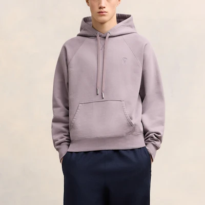 Ami Paris AMIPARIS FW24 Purple Oversized Hoodie with Raglan Sleeves. USW240JE0091-04 Lookbook Ami Paris AMIPARIS FW24 Purple Oversized Hoodie with Raglan Sleeves. USW240JE0091-04
