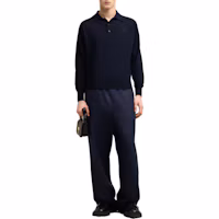 Lookbook Ami Paris AMIPARIS FW24 羊毛針織長袖 Polo 衫- 深海軍藍 HPL341KN0039-430