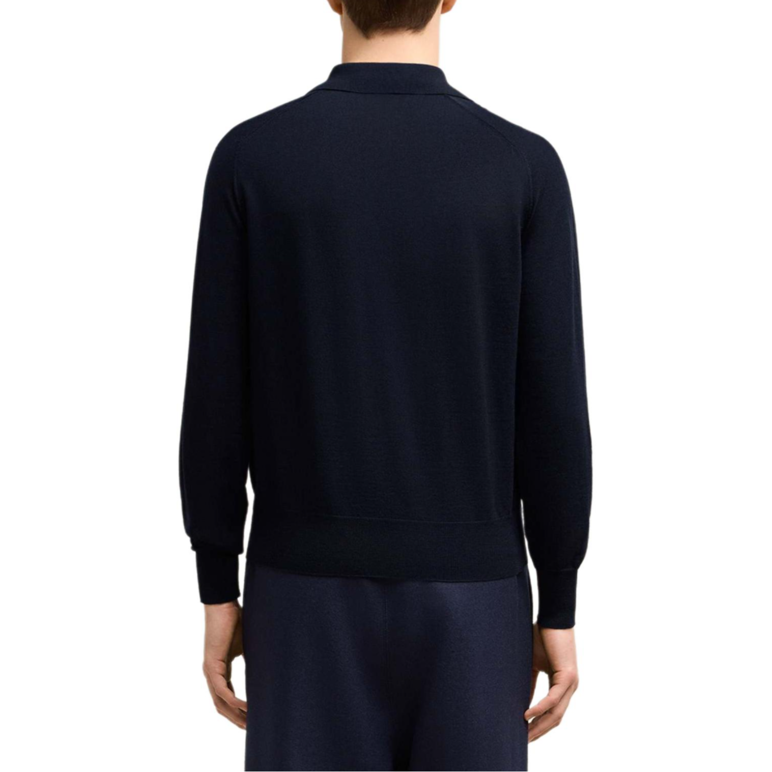 Details for Ami Paris AMIPARIS FW24 Baju Polo Lengan Panjang Rajut Bulu - Biru Navy Gelap HPL341KN0039-430