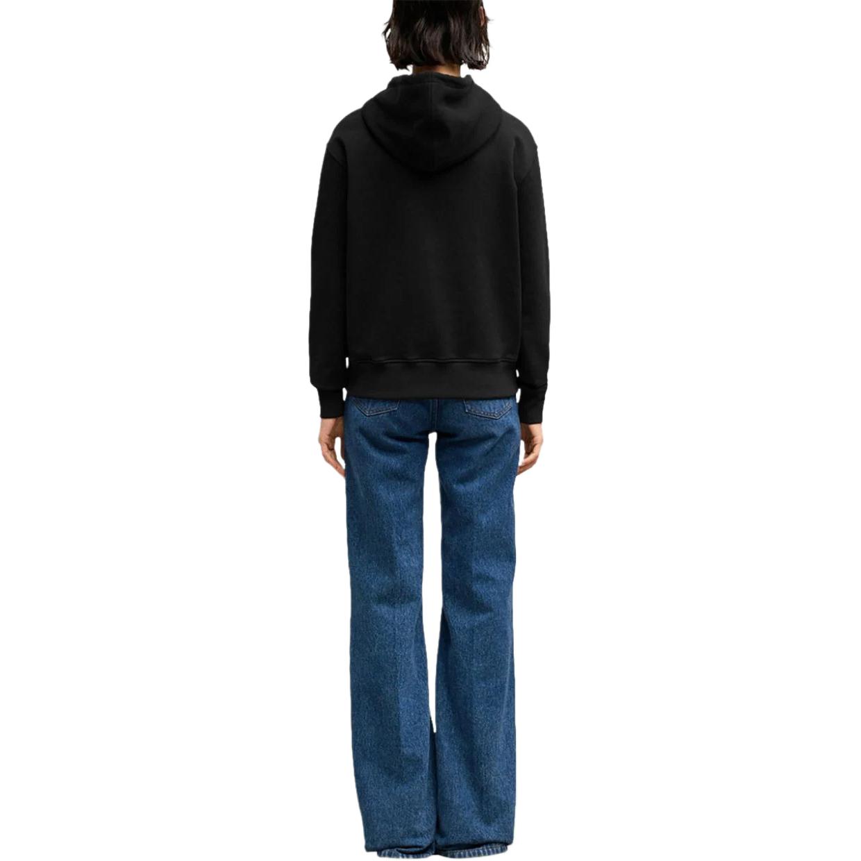 Purchase Ami Paris AMIPARIS FW24黑色拉鍊紅心棉質連帽外套 情侶款。 BFUSW435730-BLACK