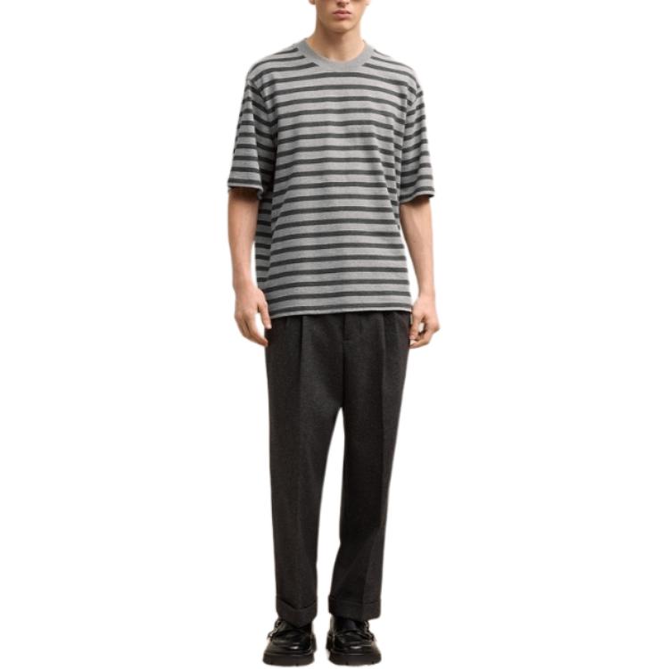 Ami Paris AMIPARIS FW24 Heart Print Striped Loose Fit T-Shirt Men Dark/Light Grey. HTS045JE0084-0556 圖 4