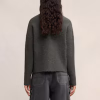 Shop Ami Paris AMIPARIS FW24 Letter Heart V-Neck Cardigan Cloud Sweater Unisex Dark Grey. UKC025KN0032-061