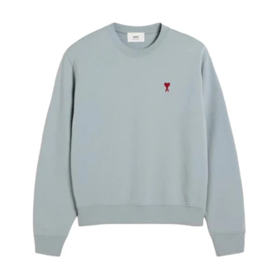 AMI PARIS AMIPARIS FW24 Red Heart Blue Crewneck Sweatshirt Unisex Casual Cotton USW035730-4012