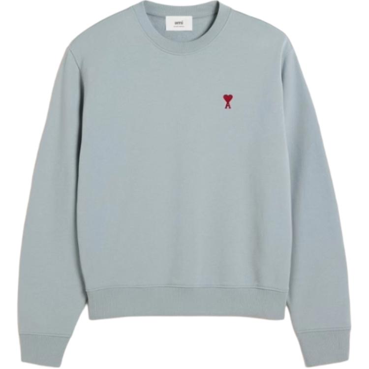 Order AMI PARIS AMIPARIS FW24 Sweatshirt Biru Hati Merah Unisex Kasual Kapas USW035730-4012