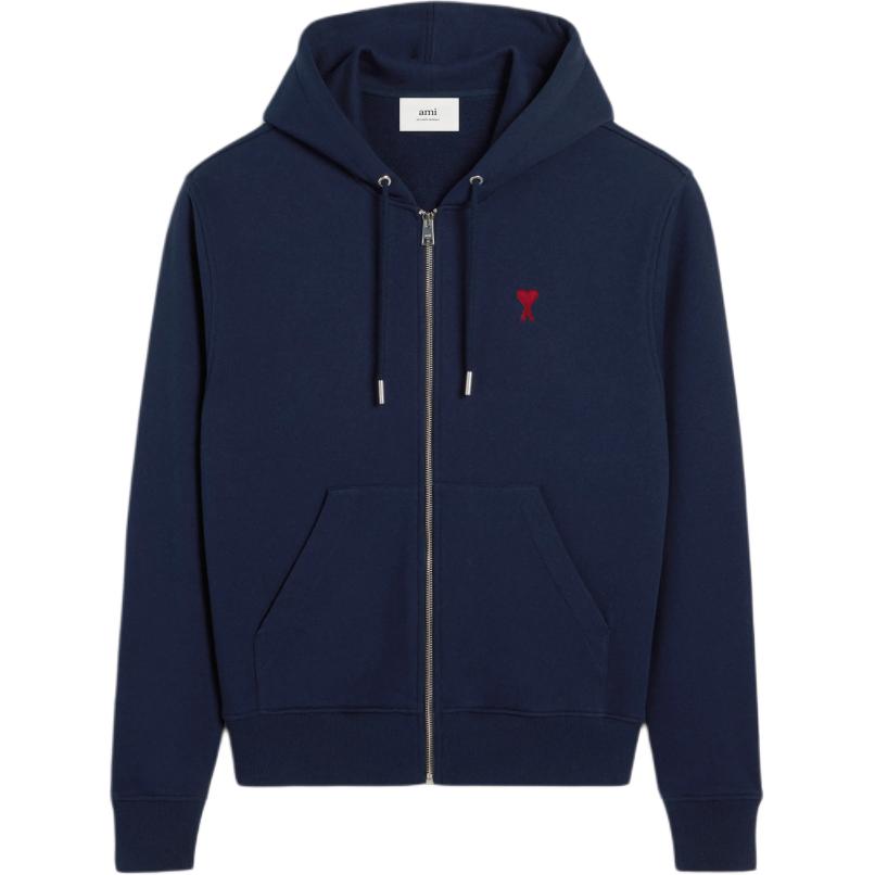 Ami Paris AMIPARIS FW24 Red Heart Cotton Zip-Up Hoodie Jacket Unisex Blue. BFUSW435730-430 圖 2
