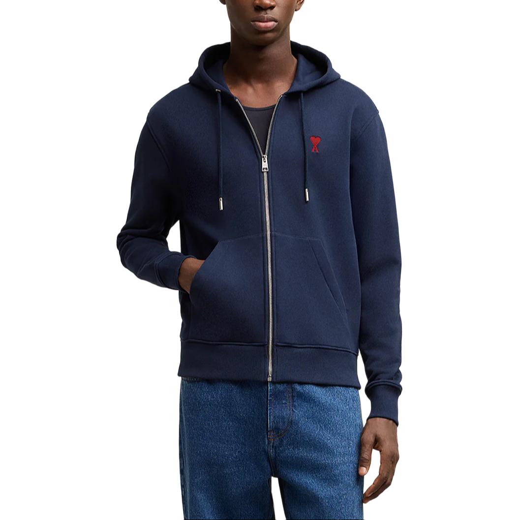 Ami Paris AMIPARIS FW24 Red Heart Cotton Zip-Up Hoodie Jacket Unisex Blue. BFUSW435730-430 圖 3