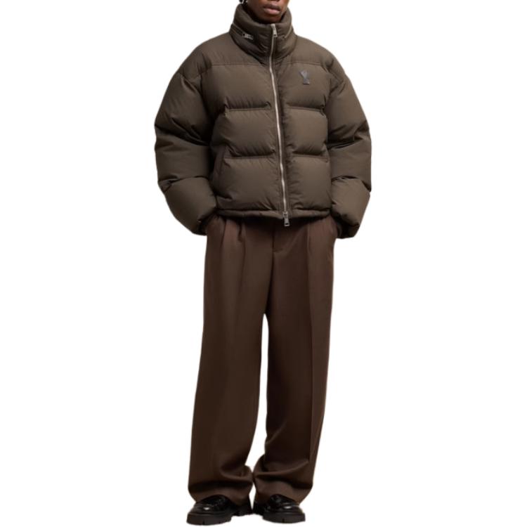 Ami Paris AMIPARIS FW24 Solid Heart Zip Up Loose-Fit Puffer Jacket Men’s Dark Brown. HJK403PA0009-221 圖 3