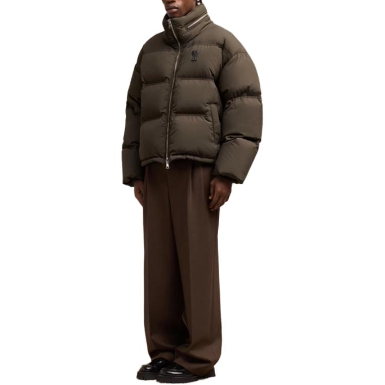 Ami Paris AMIPARIS FW24 Solid Heart Zip Up Loose-Fit Puffer Jacket Men’s Dark Brown. HJK403PA0009-221 圖 5