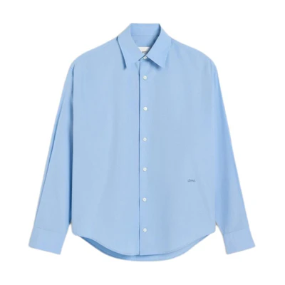 Ami Paris AMIPARIS FW24 Unisex Casual Oversized Long Sleeve Shirt Blue USH176CO0063-484