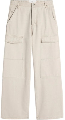 Ami Paris Jeans Cargo Unisex Off-White Longgar dengan Belt Loops. UTR303CO0037-BEIGE Buy Ami Paris Jeans Cargo Unisex Off-White Longgar dengan Belt Loops. UTR303CO0037-BEIGE