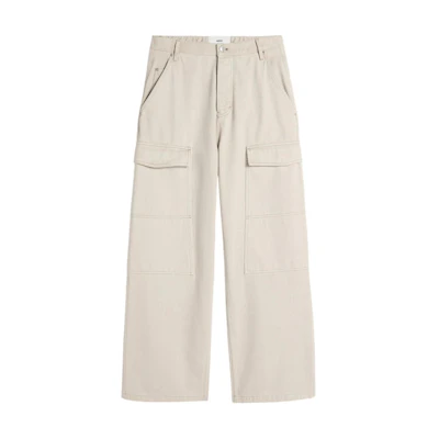 Ami Paris AMIPARIS FW24 Unisex Loose-Fit Cargo Pocket Jeans with Belt Loops Off-White. UTR303CO0037-BEIGE