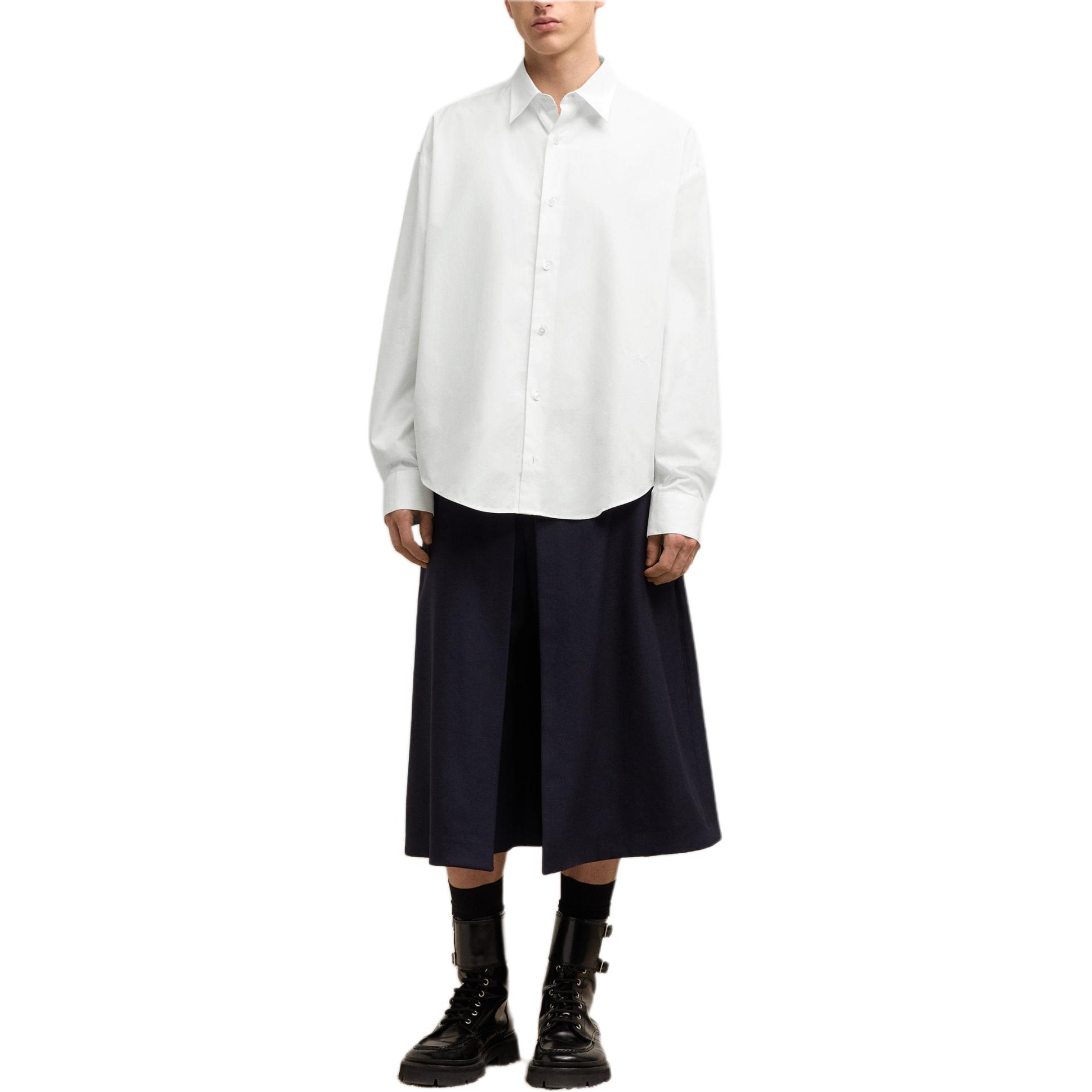 Lookbook Ami Paris AMIPARIS FW24 男女寬鬆休閒長袖襯衫 白色 USH176CO0063-100