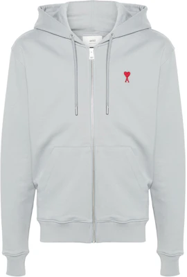Ami Paris AMIPARIS FW24 Hoodie Jacket Zip Up Unisex Warna Biru Abu-Abu dengan Hati Merah USW435730-BLUE Buy Ami Paris AMIPARIS FW24 Hoodie Jacket Zip Up Unisex Warna Biru Abu-Abu dengan Hati Merah USW435730-BLUE