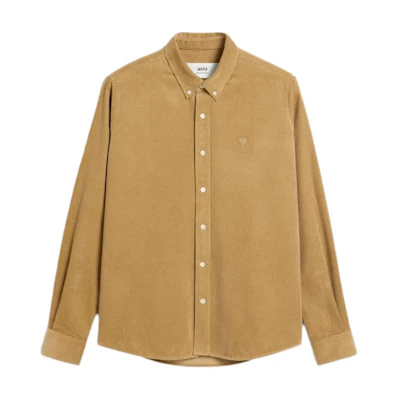 Ami Paris AMIPARIS FW24 Unisex Solid Color Button-Up Long Sleeve Shirt Beige. USH060CO0089-255