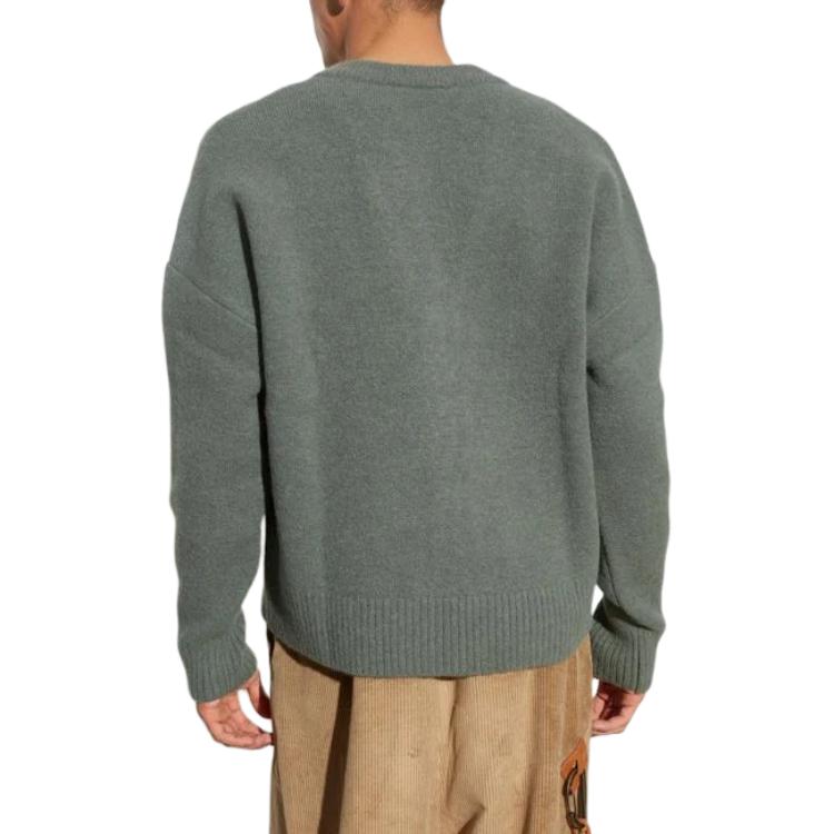 Details for Ami Paris FW24 V領愛心針織開衫毛衣 中性 古董粘土綠 UKC025KN00324-013