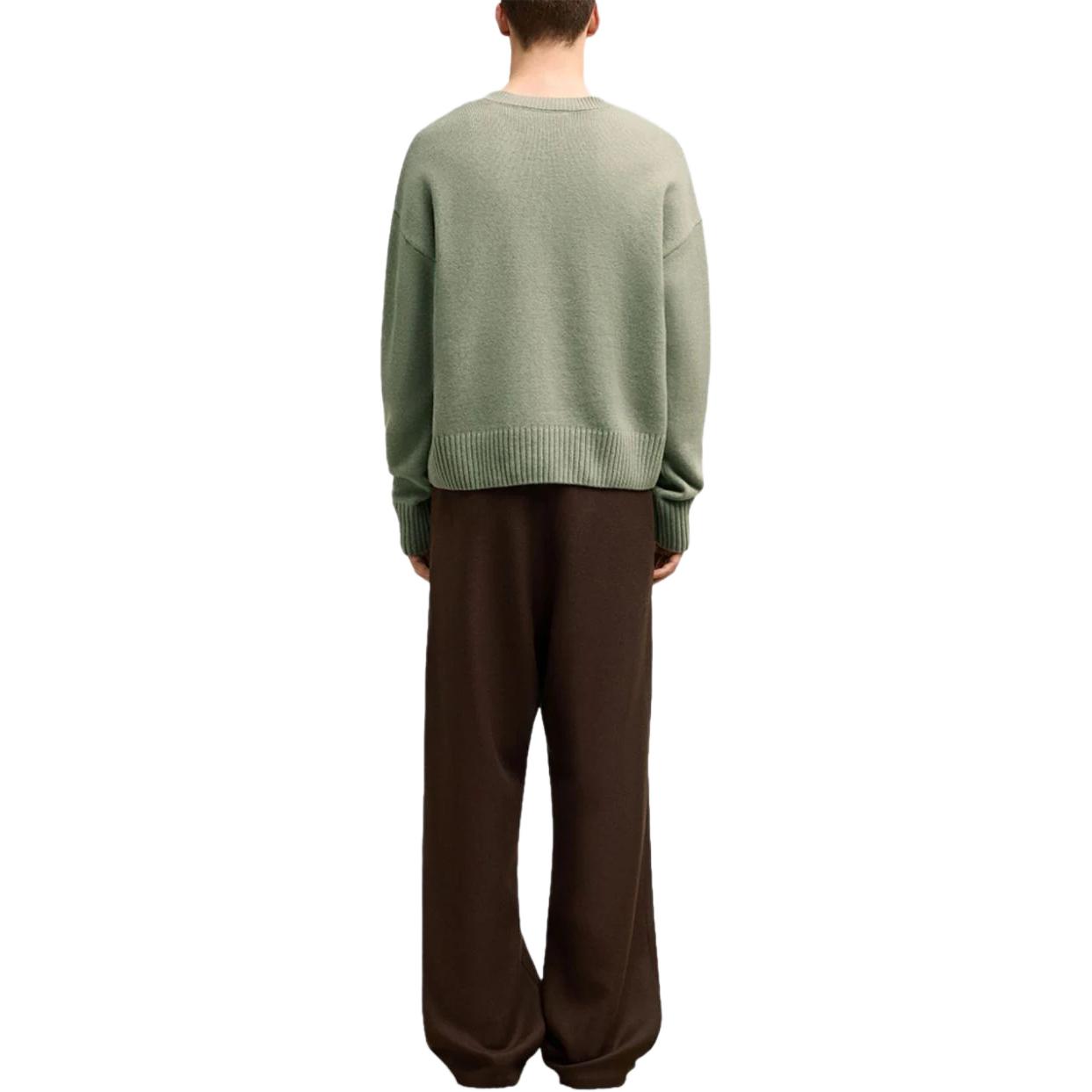 Ami Paris AMIPARIS FW24 V-Neck Patterned Ribbed Oversized Sweater Unisex Mint Green. UKS244KN0028-GREEN 圖 5