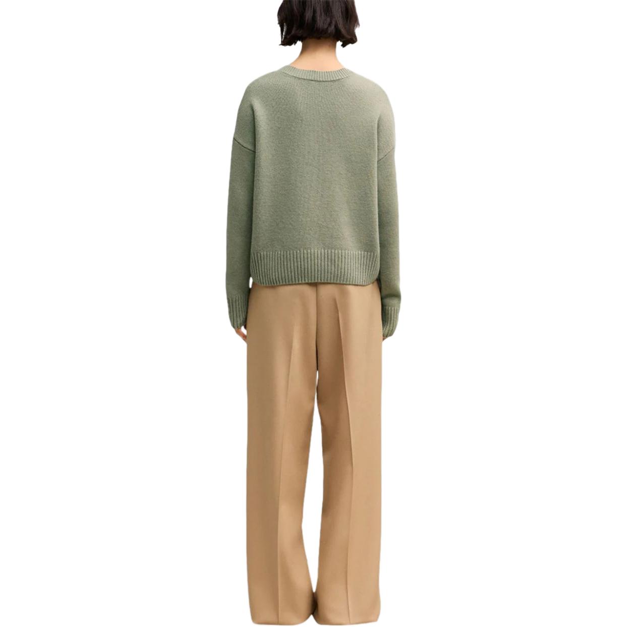 Ami Paris AMIPARIS FW24 V-Neck Patterned Ribbed Oversized Sweater Unisex Mint Green. UKS244KN0028-GREEN 圖 6