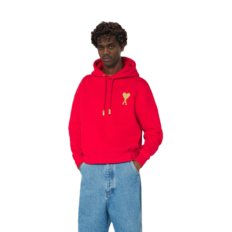 Ami Paris AMIPARIS Gold Heart Logo Drawstring Hoodie . USW207-749600 圖 3