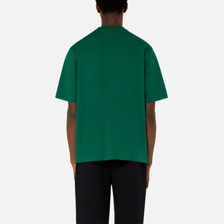 Shop Ami Paris AMIPARIS 綠色愛心刺繡寬鬆版型男士T恤 A21HJ128726-300