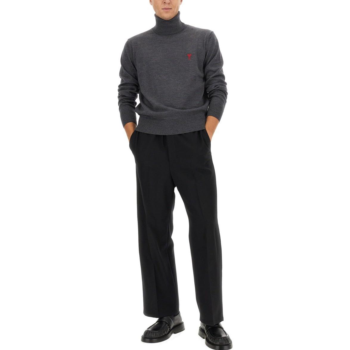 Ami Paris AMIPARIS Grey Heart Embroidered High-Neck Sweater Unisex Long Sleeve. HKS411KN0025-055 圖 5